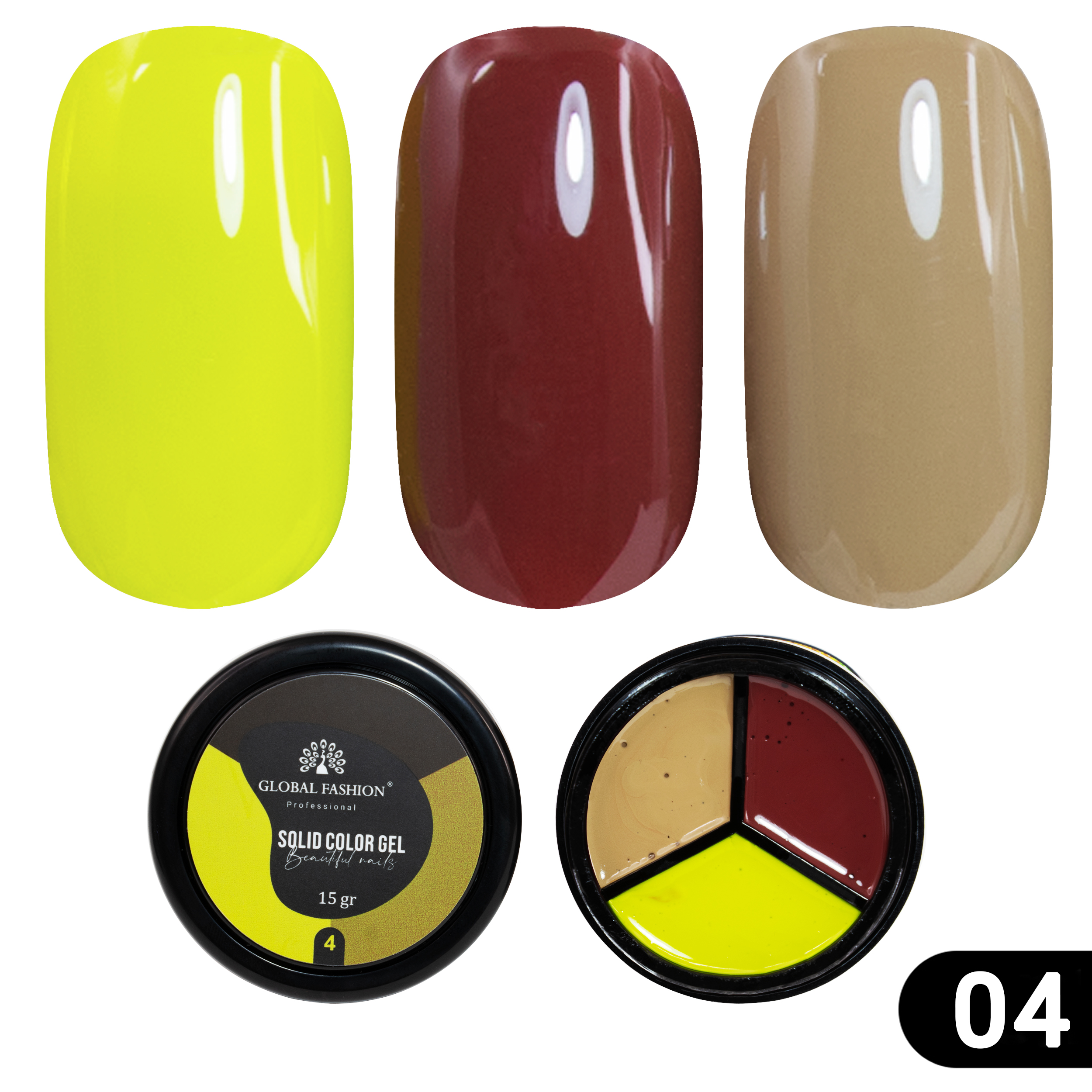 Гель-краска Solid color gel - 3, повышенной плотности 15 гр, Pear 04