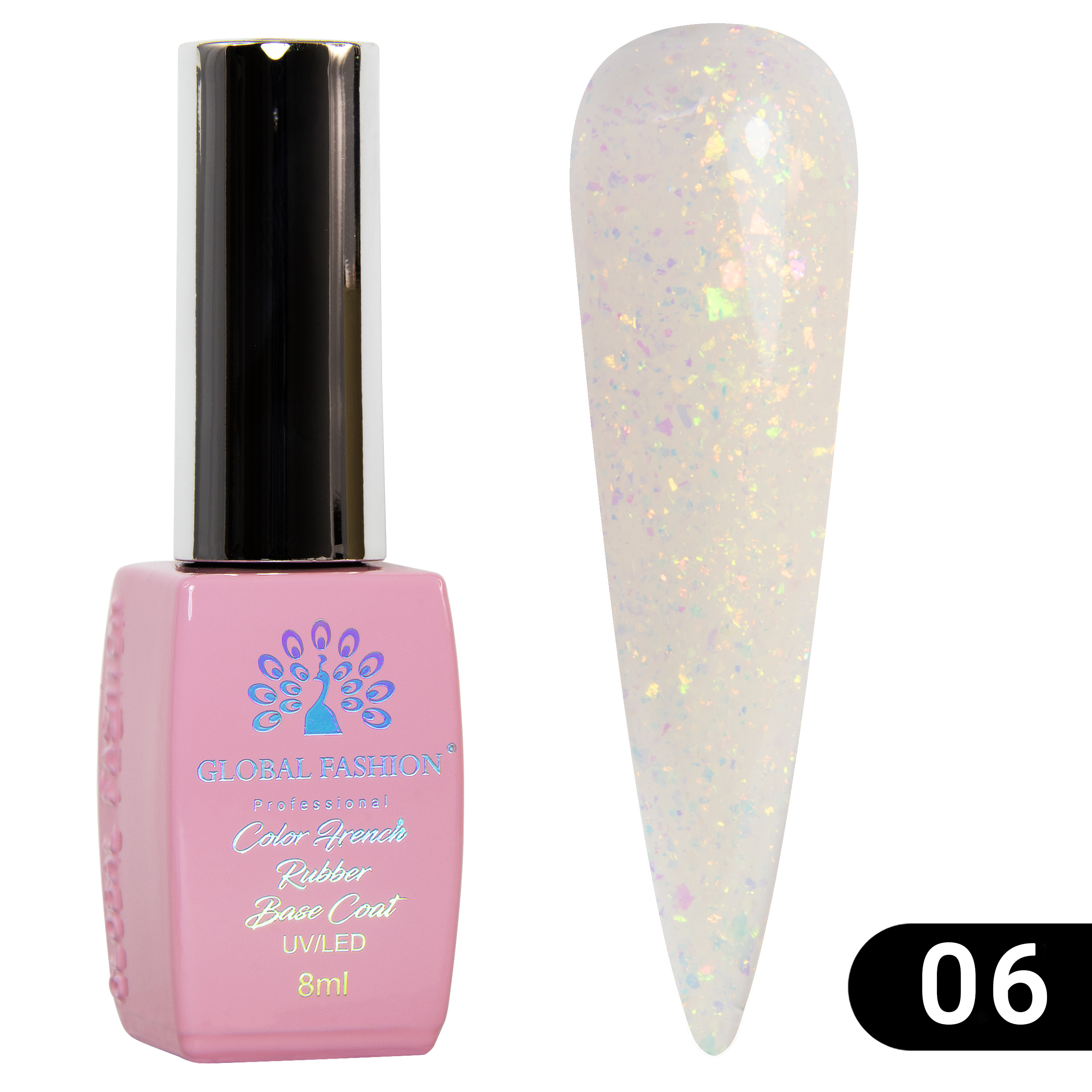 Каучуковая база Chrome Flake Global Fashion 8 мл, 06