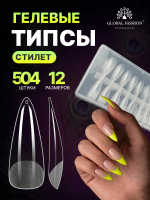 Гелевые типсы, форма "стилет", 12 размеров, 504 шт