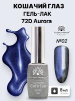 Гель лак кошачий глаз 72D Aurora, 02