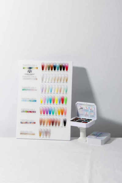 Палетка гель-красок для дизайна ногтей, Global Fashion, Painting gel A, 9 цветов