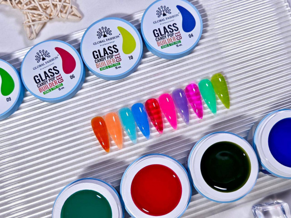 Гель для наращивания Global Fashion 15gr, Glass Candy Builder Gel 01