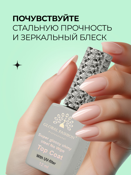 Топ с UV фильтрами, Global Fashion, Super Glossy Shiny Top Coat with UV filter, 12 мл
