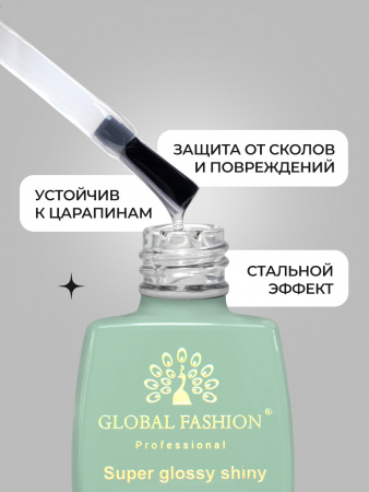 Топ без UV фильтров, Global Fashion, Super Glossy Shiny Top Coat without UV filter, 12 мл