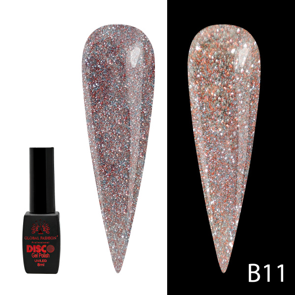 Гель лак Disco Gel Polish, Global Fashion, светоотражающий,  8 мл B11