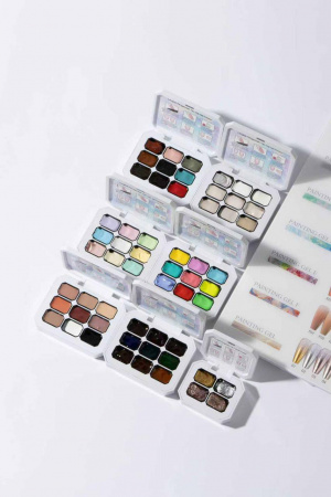 Палетка гель-красок для дизайна ногтей, Global Fashion, Painting gel shimmer, 4 цвета