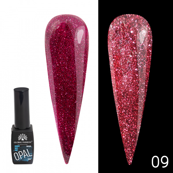 Каучуковая база Disco Opal светоотражающая Global Fashion 8 мл, 09