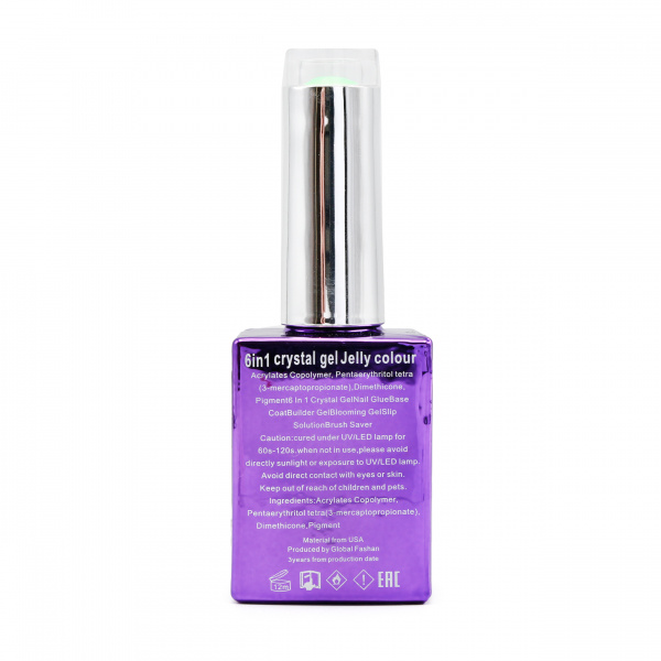 Гель для наращивания 6 in 1 crystal gel jelly colour, 15 мл, 6601