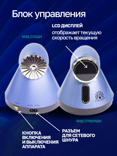 Аппарат для маникюра и педикюра GF-615, 50000 об. 80 W, синий