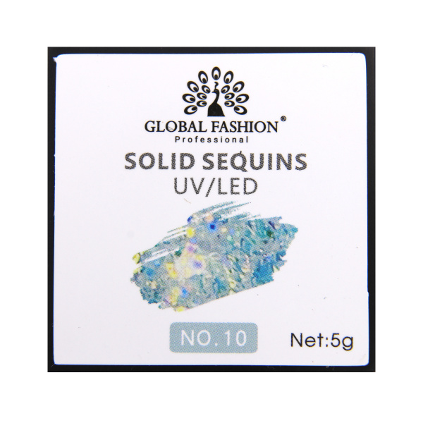 Гель-краска с глиттером, Solid Sequins color gel 5 гр, 10