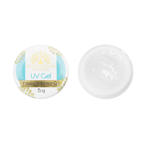 Гель для наращивания ногтей, прозрачный, Global Fashion Clear, 15 г.