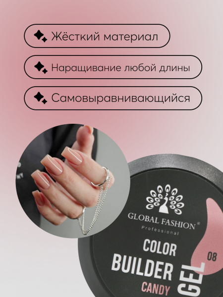 Гель для моделирования ногтей 15 гр, Color Builder Gel 08- Candy
