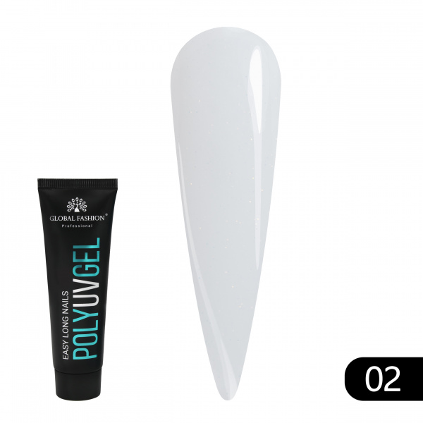 Polygel with shimmer (Полигель с шиммером) Global Fashion 30 г 02 молочный