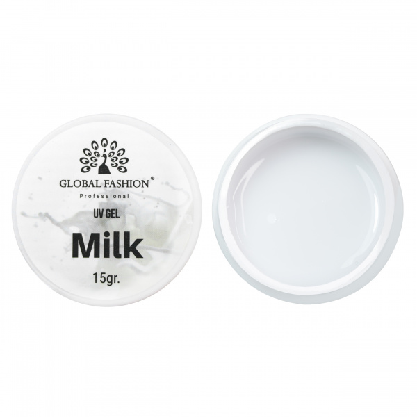 Гель для наращивания ногтей, молочный (Milk), Global Fashion, 15 гр