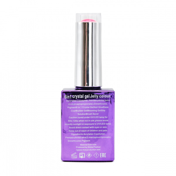 Гель для наращивания 6 in 1 crystal gel jelly colour, 15 мл, 6605