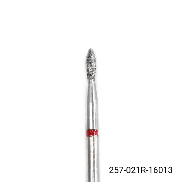 Алмазная насадка для кутикулы, пламя, красная насечка 257-021R