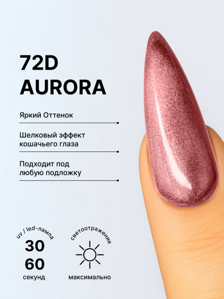 Гель лак кошачий глаз 72D Aurora, 07
