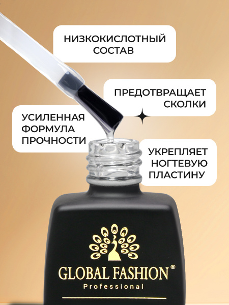 Каучуковая База для гель лака Global Fashion, Strong Long Lasting Base Coat 12 мл