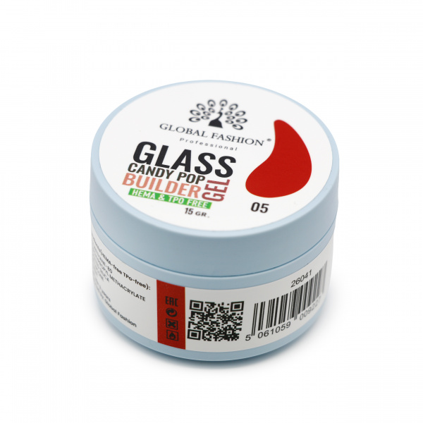 Гель для наращивания Global Fashion 15gr, Glass Candy Builder Gel 05