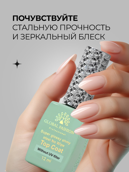 Топ без UV фильтров, Global Fashion, Super Glossy Shiny Top Coat without UV filter, 12 мл