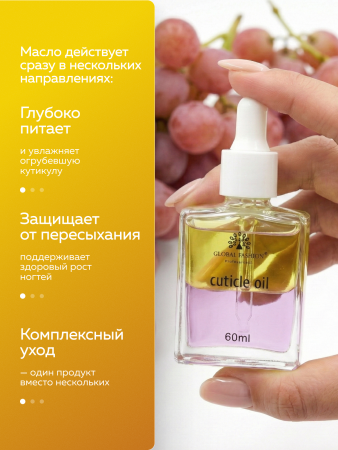 Масло укрепляющее двухфазное для ногтей Grapes, Global Fashion, 60 мл