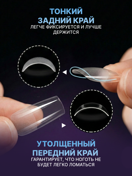 Гелевые типсы, форма "квадрат", 12 размеров, 504 шт
