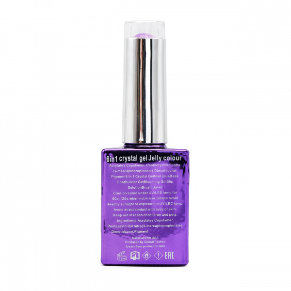 Гель для наращивания 6 in 1 crystal gel jelly colour, 15 мл, 6606