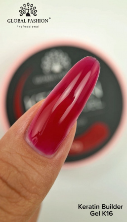 Гель для ногтей KERATIN BUILDER GEL 15g K16 вишневый