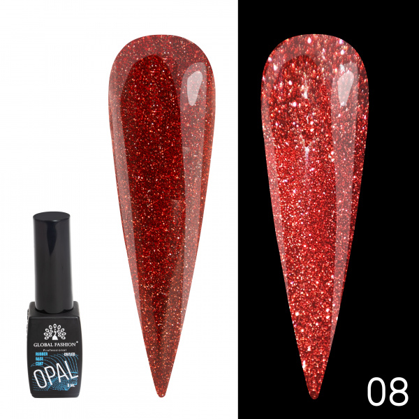 Каучуковая база Disco Opal светоотражающая Global Fashion 8 мл, 08