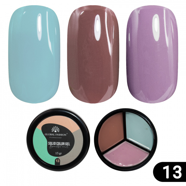 Гель-краска Solid color gel - 3, повышенной плотности 15 гр, Ocean foam13