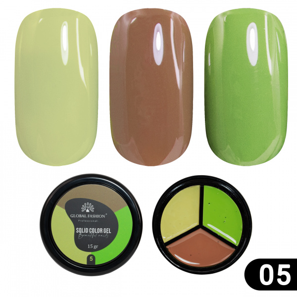 Гель-краска Solid color gel - 3, повышенной плотности 15 гр, Khaki 05
