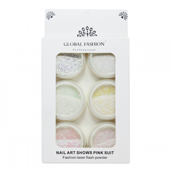 Декор DIAMOND GLITTER для дизайна ногтей, Global Fashion набор №01, 6 шт.