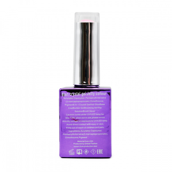 Гель для наращивания 6 in 1 crystal gel jelly colour, 15 мл, 6603