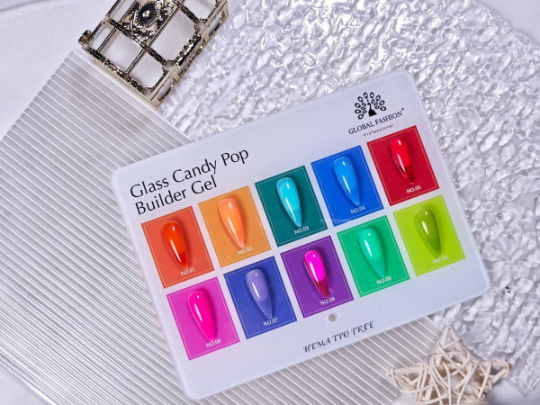 Гель для наращивания Global Fashion 15gr, Glass Candy Builder Gel 01