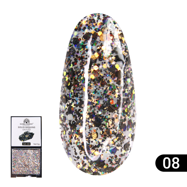 Гель-краска с глиттером, Solid Sequins color gel 5 гр, 08