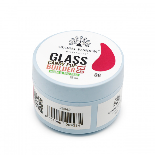 Гель для наращивания Global Fashion 15gr, Glass Candy Builder Gel 06