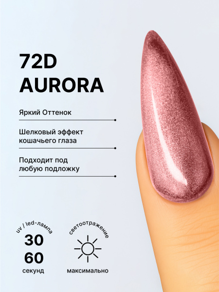 Гель лак кошачий глаз 72D Aurora, 05