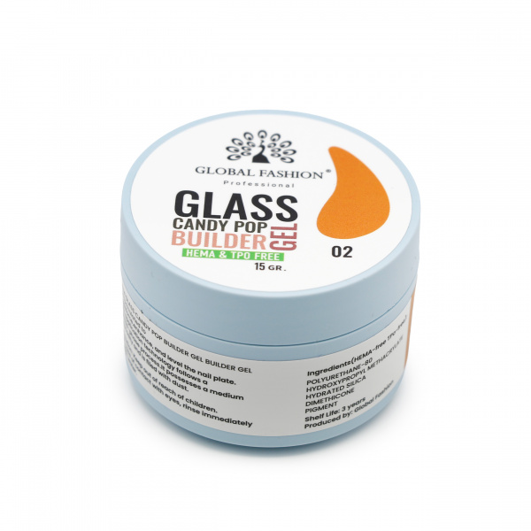 Гель для наращивания Global Fashion 15gr, Glass Candy Builder Gel 02