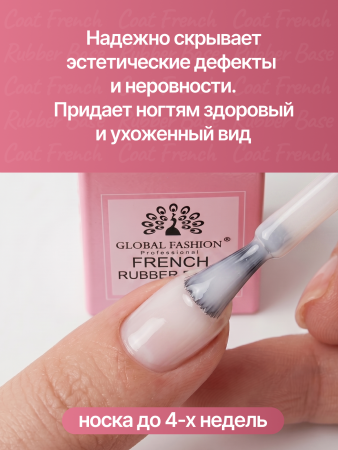 Каучуковая база для гель-лака френч Global Fashion, цвет прозрачно-молочный, 15 мл