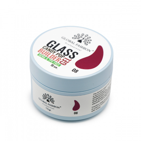 Гель для наращивания Global Fashion 15gr, Glass Candy Builder Gel 08