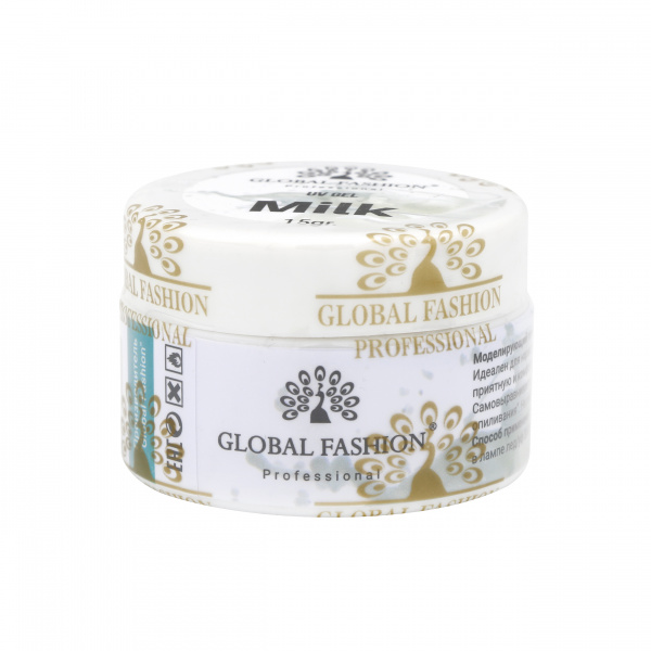 Гель для наращивания ногтей, молочный (Milk), Global Fashion, 15 гр
