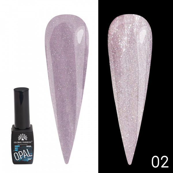 Каучуковая база Disco Opal светоотражающая Global Fashion 8 мл, 02
