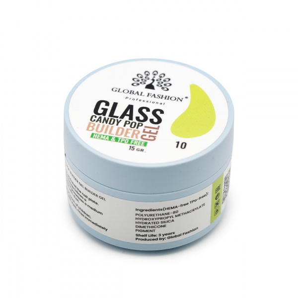 Гель для наращивания Global Fashion 15gr, Glass Candy Builder Gel 10